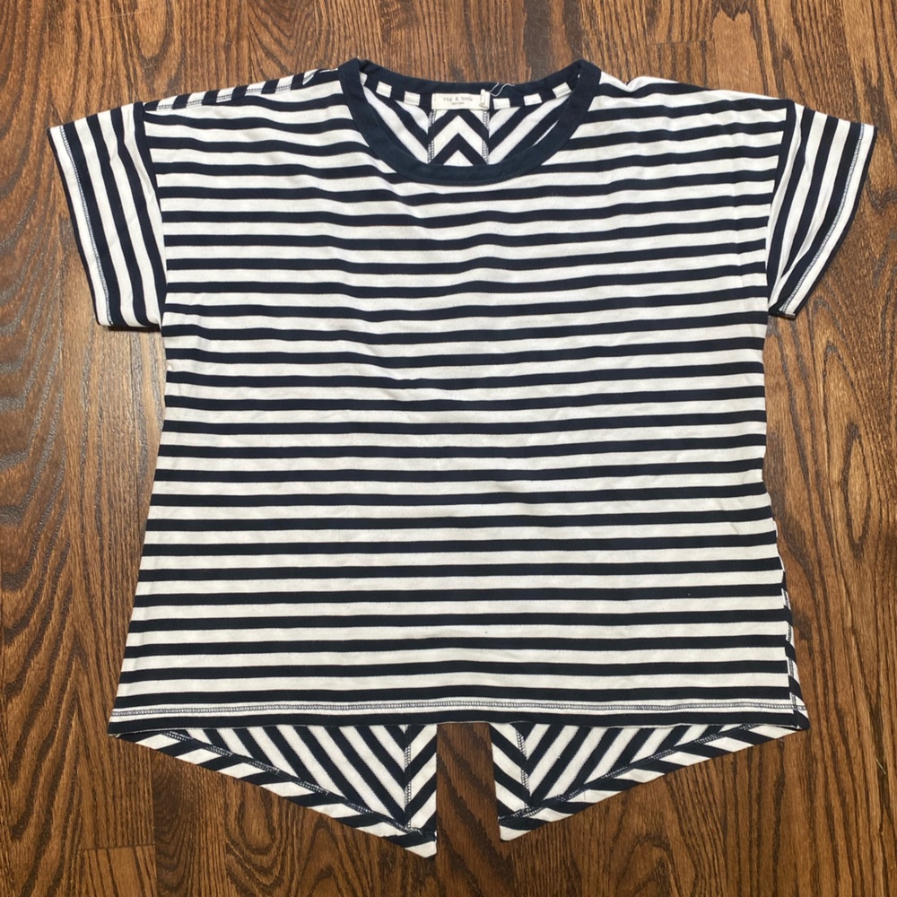 Rag & Bone Navy and White Strip Women’s T-Shirt